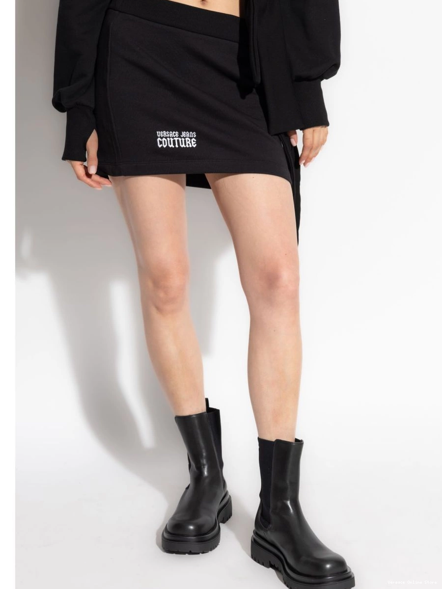 Cheap Couture Jeans skirt cotton Women mini Versace logo-embroidered 0718